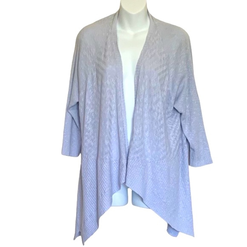 Eileen Fisher Linen Blend Asymmetrical Hem Open Cardigan Size Medium